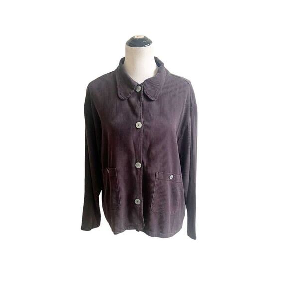Bryn Walker Women’s Button Jacket Lagenlook Brown Size Large Soft Ribbed Knit - Picture 1 of 10